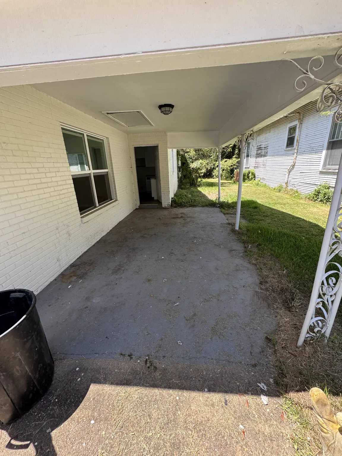 Covered porch after Clear Path removed the debris pile